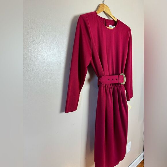 CLEARANCE! Cranberry Vintage L/S Belted Faux Wrap Dress NWT - Picture 3 of 8